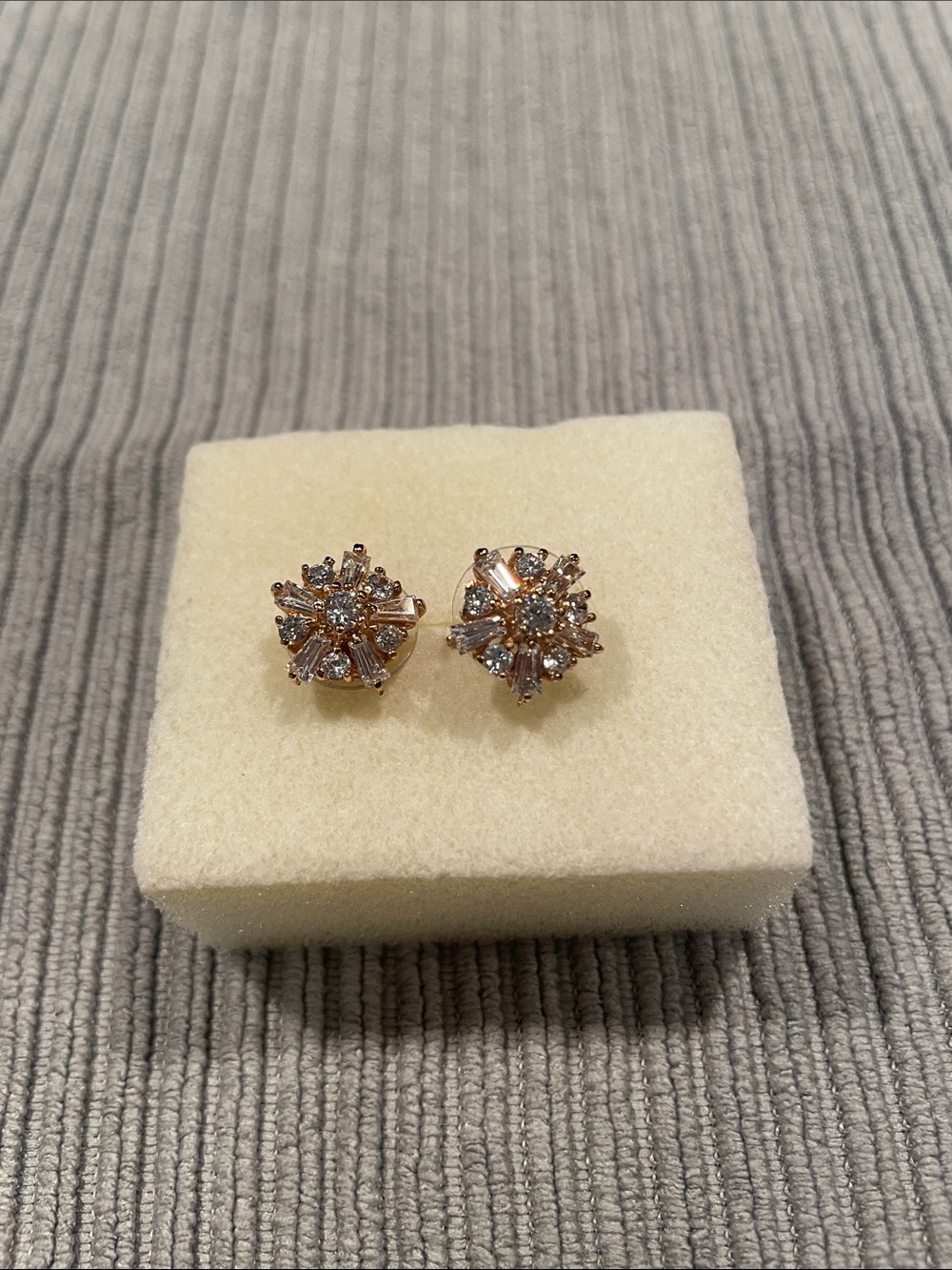Gold tone Crystal Floral Cluster Stud Earrings